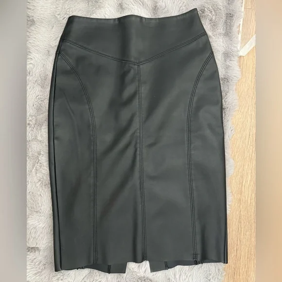 Express Black Faux Leather Pencil Skirt - Picture 2 of 6